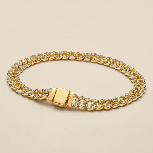 Wide gold Cuban bracelet