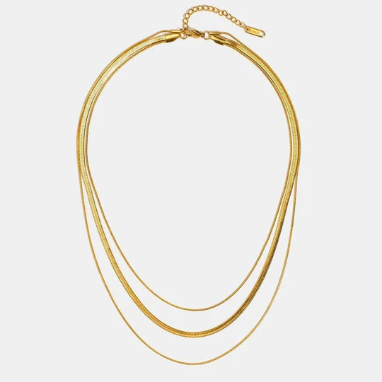 Multilayered gold chain necklace