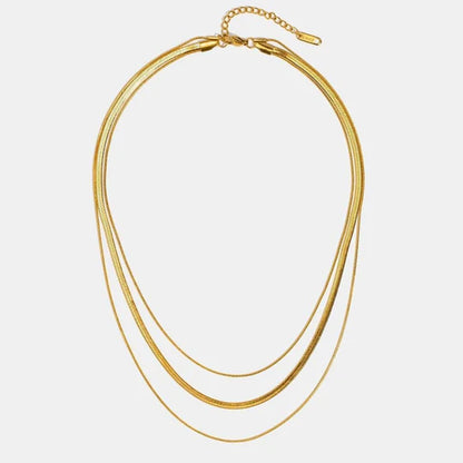 Multilayered gold chain necklace