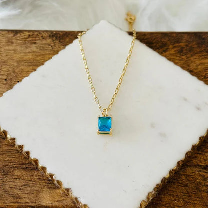 Necklace with emerald-cut pendant