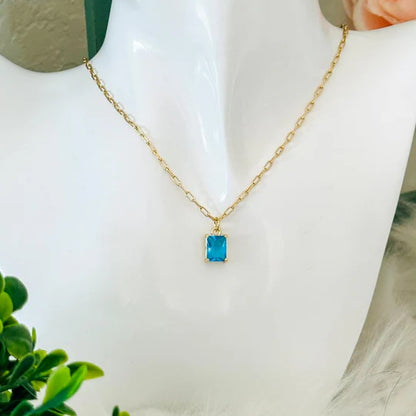 Necklace with emerald-cut pendant