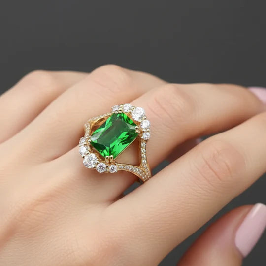 Elegant Ring with Emerald stone.