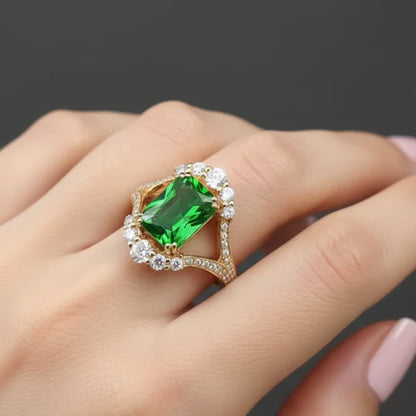 Elegant Ring with Emerald stone.