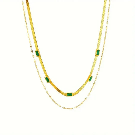 Collar de dos capas dorado estilo retro Sorella Gem