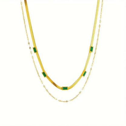 Collar de dos capas dorado estilo retro Sorella Gem