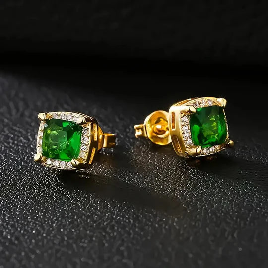 Pendientes Karina con piedra esmeralda