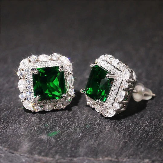 Pendientes de circonita y esmeralda