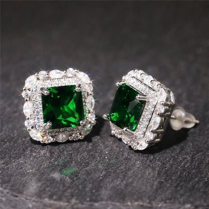 Pendientes de circonita y esmeralda