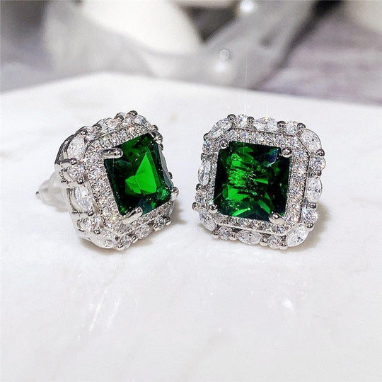 Pendientes de circonita y esmeralda