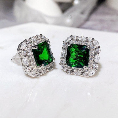 Pendientes de circonita y esmeralda