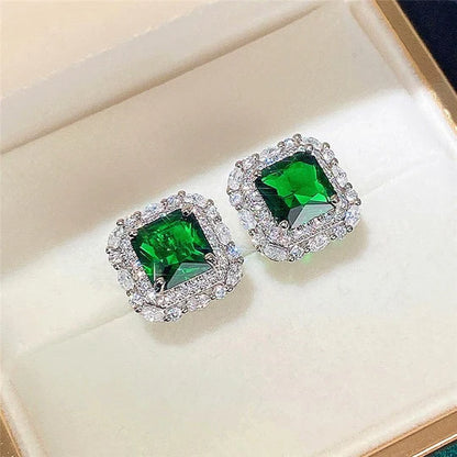 Pendientes de circonita y esmeralda