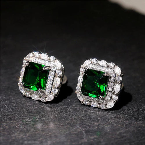 Pendientes de circonita y esmeralda